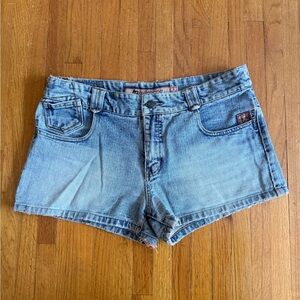 Vintage Y2K Billabong Low Rise Denim Shorts – Distressed Cut Off – Size 9